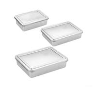 HomeVortex Juego de moldes rectangulares de acero inoxidable con tapa de 36 | Para acero inoxidable resistente, resistente a la corrosión, mantiene la forma, incluye tapa ajustada