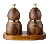 HomeVortex Juego de molinillos de pimienta de madera de acacia | Molinillo de sal manual con grosor ajustable, condimento de cocina