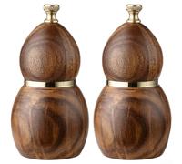 HomeVortex Juego de molinillos de pimienta de madera de acacia | Molinillo de sal manual con grosor ajustable, condimento de cocina