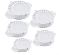 HomeVortex Juego de prensa para hacer albóndigas, paquete de 5 envoltorios de masa manual para herramienta de molde para ravioles de Gyoza, plástico PP resistente con mango ergonómico, varios tamaños