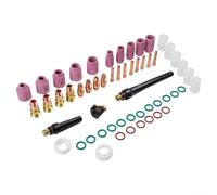 HomeVortex Kit de 49 piezas de antorcha de soldadura TIG con lente de gas STUBBY #10, vasos de vidrio y boquillas para antorchas WP-17/18/26, juego de accesorios de soporte de electrodo de cobre