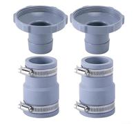 HomeVortex Kit de adaptador de manguera de vacío para piscina, conector flexible para mangueras de 1.25 y 1.5 pulgadas con abrazaderas de acero inoxidable, accesorio de skimmer de plástico gris para