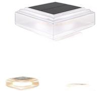 HomeVortex Luz solar para poste de pilar, para valla cuadrada, lámpara de jardín impermeable, con encendido/apagado automático, cubierta de plástico ABS, para patio de camino, blanco, 12,5 x 12,5 cm