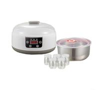 HomeVortex Máquina eléctrica de yogur con control de temperatura 32.2-45.0 °C, 5 recipientes de vidrio, temporizador digital, multifunción para yogur, arroz, vino, natto (normativa europea)