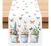 HomeVortex Mesa floral de mariposa para camino de 13 x 72 pulgadas, decoración de cocina de poliéster para comedor, vacaciones, fiestas, asientos para 4 a 6 personas, lavable a máquina