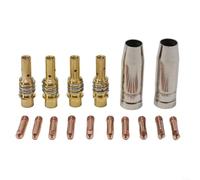 HomeVortex MIG Puntas de contacto de soldadura, 16PCS MB15 15AK consumibles, kit de soporte consumible de cubierta de soldadura semiautomática (1.0mm)