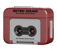 HomeVortex Mini llavero de grabadora de casete retro, colgante portátil de reproductor de cinta ABS rojo, adorno nostálgico de caja de música para parejas y amigos, compacto de 10 x 5 x 5 cm, regalo