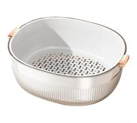 HomeVortex Moderno contenedor de drenaje de fregadero de doble nivel, colador de frutas y verduras de gran capacidad de 6 L con almacenamiento de agua inferior, cesta de lavado de cocina de PET segura