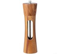 HomeVortex Molinillo de pimienta de madera de acacia, molinillo de cerámica ajustable para sal y pimienta, herramienta compacta de condimento de cocina, marrón, 18,7 cm