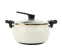 HomeVortex Olla a presión esmaltada de 8 L para cocinar en casa, olla redonda de gran capacidad con asas de doble oreja, para sopa y guisos, acabado fácil de limpiar para cocinas modernas (blanco)
