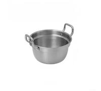 HomeVortex Olla de fideos de acero inoxidable 304 con asas dobles, cacerola estilo coreano para sopa de ramen y olla caliente, compatible con inducción, almacenamiento apilable, plata, 20 cm (plateado