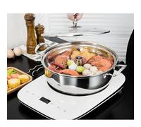 HomeVortex Olla de vapor de acero inoxidable con base multicapa para cocinar verduras y mariscos para la mayoría de estufas, incluye bandeja de vapor perforada para una distribución uniforme del calor