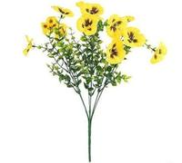 HomeVortex Orquídea artificial realista de eucalipto mariposa, tallo de pensamiento falso de 7 puntas, para decoración del hogar de boda, arreglo floral de plástico en blanco, amarillo y morado
