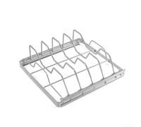 HomeVortex Parrilla portátil de acero inoxidable, 24 x 22 x 8 cm | Soporte plegable para carne de barbacoa para cocinar al aire libre, herramienta de barbacoa multisección