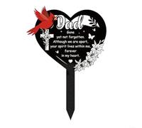 HomeVortex Placa conmemorativa de metal en forma de corazón para papá, marcador de tumba impermeable con cita inspiradora, decoración de cementerio de hierro negro de 8.3 x 11.8 pulgadas para funeral