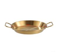 HomeVortex Plato de acero inoxidable para mariscos con asas dobles, bandeja dorada mate para ensaladas de pollo frito, pasta resistente a la corrosión, 24 cm (18 cm)
