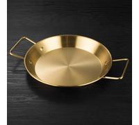 HomeVortex Plato de mariscos de acero inoxidable con asas dobles, bandeja dorada mate para ensaladas de pollo frito, pasta resistente a la corrosión, vajilla de cocina de 24 cm (16 cm)