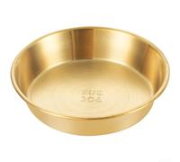 HomeVortex Plato de salsa de acero inoxidable 304, cuenco redondo chapado para condimentos, para salsa de soja, encurtidos, patatas fritas, sin costuras, apilable estilo asiático (dorado, 10 cm)