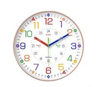 HomeVortex Reloj de pared silencioso para niños, reloj de cuarzo sin tictac de 10/12 pulgadas con diseño vibrante, para un fácil montaje, profesor de estudio para dormitorio, sala de juegos