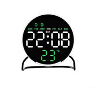 HomeVortex Reloj despertador digital con pantalla LED, modo dual de tiempo/fecha, brillo de 3 niveles y atenuación automática, temporizador de cuenta regresiva de hasta 23h59m, interruptor °C/°F