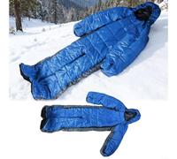 HomeVortex Saco de dormir ultraligero con forma humana, con relleno de algodón transpirable y forro de poliéster, para invierno, camping, senderismo y aventuras al aire libre (talla L, azul y gris)
