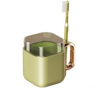 HomeVortex Soporte transparente para cepillos de dientes con asa, taza de baño moderna para almacenamiento y secado de cepillos de dientes, taza de enjuague dental de boca ancha para parejas