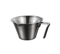 HomeVortex Taza de espresso de acero inoxidable con boquilla, taza medidora de doble escala de 3.4 onzas para tomas de café, jarra de acero inoxidable 304 con asa, plateada (plata A)