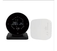 HomeVortex Termostato inalámbrico, para calefacción de agua de caldera de gas, control remoto RF433, con pantalla táctil LCD, compatible, con aplicación, negro, 10,5 x 9 cm (sin WiFi)