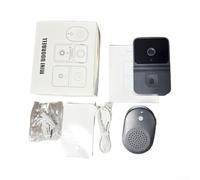 HomeVortex Timbre de video HD con cámara, sistema WiFi inteligente inalámbrico, audio bidireccional para visión nocturna remoto para acceso a través de la aplicación, color blanco (negro)