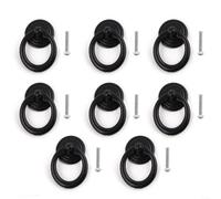 HomeVortex Tirador de anillo de aleación de zinc, perilla de gabinete negra, para cajón de tocador, armario, puerta, herrajes de caída de un solo agujero, con tornillos, 47 x 31 mm (4/8 piezas) (8