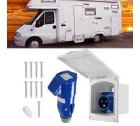 HomeVortex Toma de corriente externa impermeable con clasificación IP44, 16 A, 220 - 250 V, entrada de alimentación al aire libre para caravanas, caravanas y remolques, para conexión eléctrica fiable