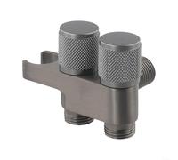 HomeVortex Válvula angular de aleación de zinc con doble salida y control de agua bidireccional, entrada y salida G1/2 pulgadas para ducha, inodoro, fregadero y lavabo en baño, balcón o cocina (gris)