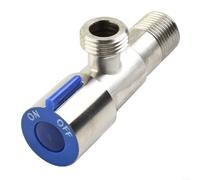 HomeVortex Válvula de parada de ángulo de acero inoxidable de 1,27 cm, cuerpo fundido grueso, cuarto de vuelta, apagado de agua fría y caliente para baño, cocina, grifo de inodoro, rojo y azul (azul)