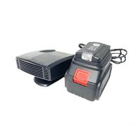HomeVortex Ventilador calefactor de coche de 18 V con rotación de 360°, puertos USB duales, antivaho portátil para calentamiento de invierno y refrigeración de verano, soplador de aire de bajo ruido