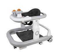 Homewell Andador plegable, altura ajustable, con música y centro de aprendizaje, andador con 6 ruedas para un soporte seguro, para niños de 6 a 24 meses (gris)