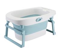 Homewell Bañera Plegable Para Niños, La Bañera Contiene Un Asiento En El Interior, Haciendo El Baño Del Bebé Más Seguro Y Feliz (Azul)
