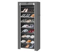 Homewell - Estantería para zapatos, mueble para zapatos, 10 niveles de tela, con cubierta, almacenamiento de zapatos, organizador con manta a prueba de polvo, para botas de tacón (gris)