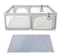 homewell Parque infantil de 150 x 200 cm, tejido Oxford grueso 210T, 2 entradas laterales con cremallera, gris