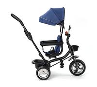 Homewell Tricycle Baby Escalable con cesta de almacenamiento, barra de empuje y retrovisor, trike bebe, bicicleta cochecito infantil, capucha plegable, asiento giratorio de 360°, 9 meses a 3 años