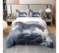 Homewish 100% algodón, funda nórdica dragón 240 x 260 para niños, juego de cama gótico, decoración de dormitorio hippie, juego de cama de animales Safari, 2 fundas de almohada