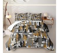 Homewish Abstract Graffiti - Juego de edredón individual de 2 piezas | Juego de ropa de cama con diseño geométrico de textura de cepillo moderno