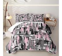 Homewish Abstract Graffiti - Juego de edredón individual de 2 piezas | Juego de ropa de cama con diseño geométrico de textura de cepillo moderno