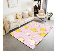 Homewish Alfombra de 100 x 150 cm con diseño de pato de dibujos animados - Acuarela Patos Kawaii Alfombra para sala de estar, casa de campo, patitos rústicos que no se desprenden, alfombras grandes