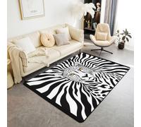 Homewish Alfombra de área con estampado de guepardo blanco y gris, 100 x 150 cm, moderna alfombra de leopardo a rayas para sala de estar, safari africano, no se desprende, líneas minimalistas