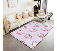 Homewish Alfombra de área de ajolote morado de 100 x 150 cm para dormitorio, sala de estar, alfombra moderna de dibujos animados, animales del océano, alfombras grandes Kawaii Chibi Axolotls que no se