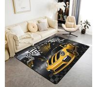 Homewish Alfombra de área de bandera de carreras, 100 x 150 cm, diseño de Raing, alfombra decorativa a cuadros color negro y blanco, tapete decorativo para salpicadero de velocidad, para interiores