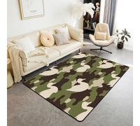 Homewish Alfombra de área de camuflaje de pato rural, 150 x 200 cm, diseño abstracto de animales silvestres, color verde oliva, patrón militar que no se desprende, alfombra grande, teñido de camuflaje