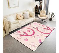 Homewish Alfombra de área de enfermera color melocotón de 100 x 150 cm para dormitorio, alfombra de estetoscopio rosa, para sala de estar, no se desprende, alfombra grande para atención médica