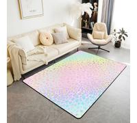 Homewish Alfombra de área de leopardo arcoíris degradado, 100 x 150 cm, alfombra de salón con estampado de guepardo, no se desprende, color rosa, amarillo y verde