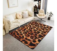 Homewish Alfombra de área de leopardo marrón de 150 x 200 cm para dormitorio, alfombra marrón con estampado de animales salvajes para sala de estar, alfombra vintage con estampado de leopardo que no